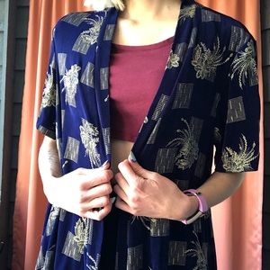 blue and gold outerwear shirt